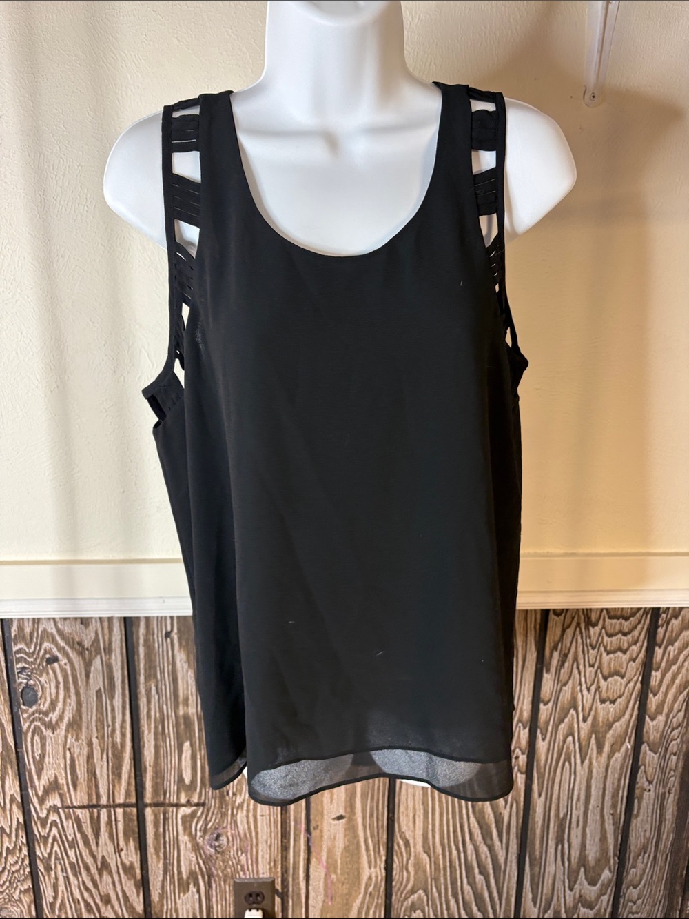 Naked Zebra Black Ladder-Shoulder Sleeveless Tank